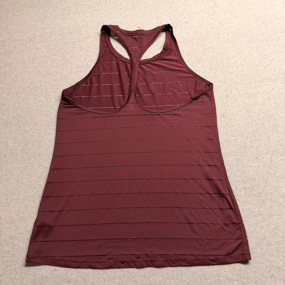 Athleta Burgundy Mesh Stripe Racerback Tank Top Medium Maroon Activewear - Picture 11 of 11